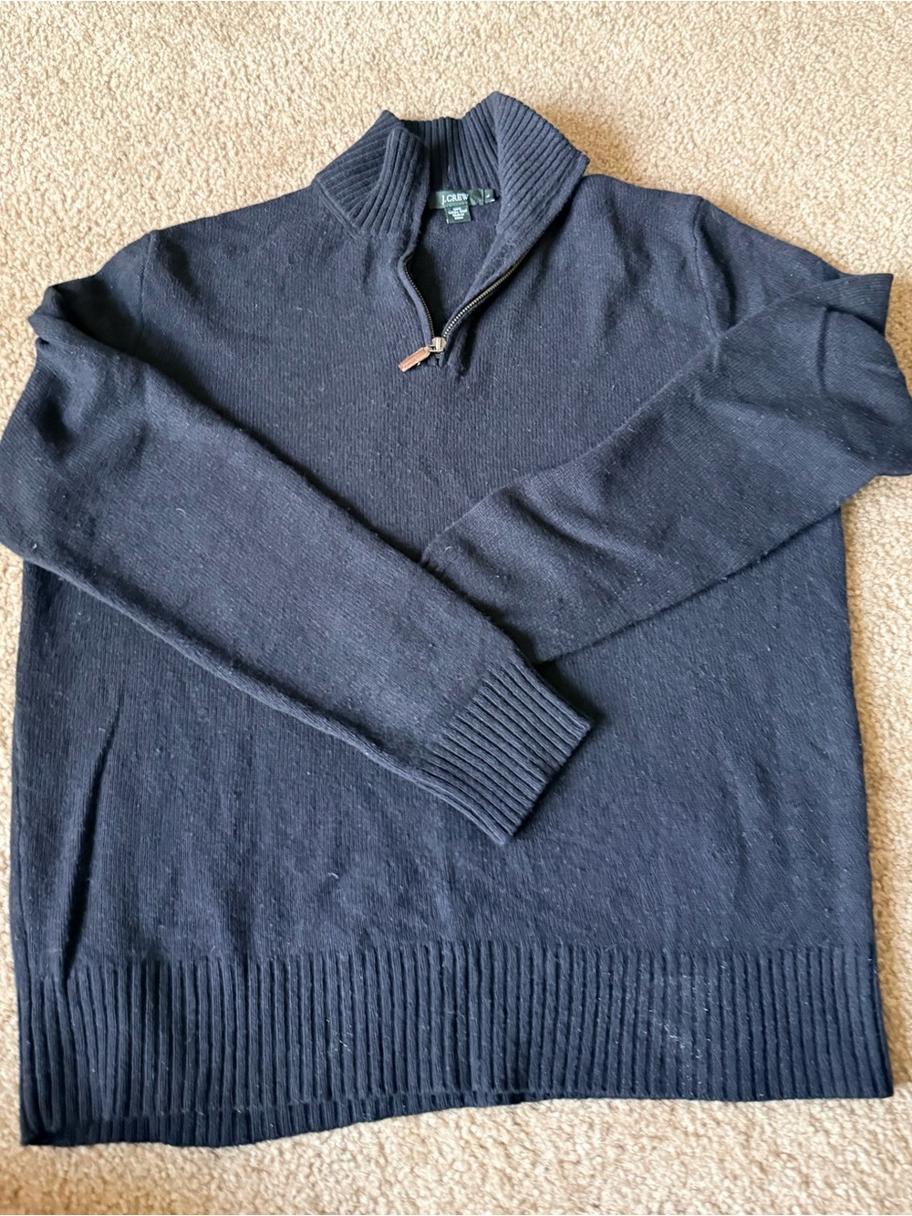 Men's Jcrew 100 lambswoolBlack Quarter-Zip Sweater Sz l